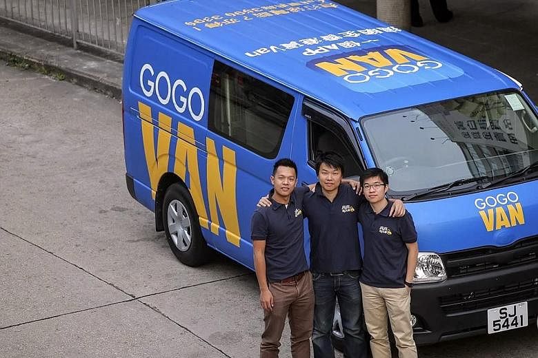 GoGoVan founders (from left) Nick Tang, Reeve Kwan and Steven Lam. The US$250 million (S$342 million) raised is the Hong Kong-based start-up's largest funding to date, having raised only US$26.5 million in total since its set-up in 2013.