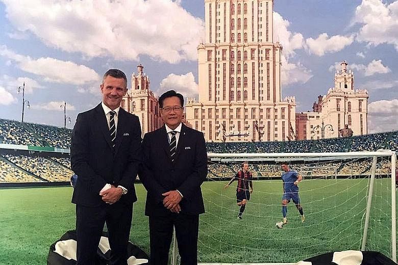 Fifa disciplinary committee members - Football Association of Singapore president Lim Kia Tong and his Iceland FA counterpart Gudni Bergsson.