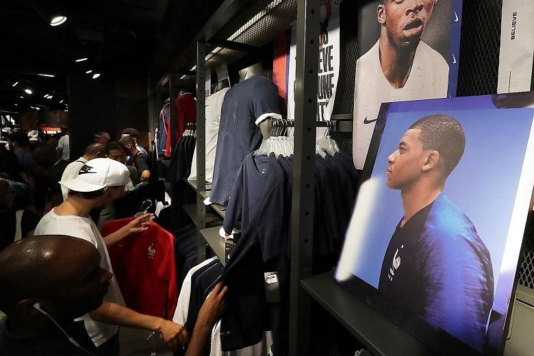 While the France jersey has been sold out at the Nike store on the Champs Elysees, shoppers continue to snap up other Les Bleus-themed apparel and gear.
