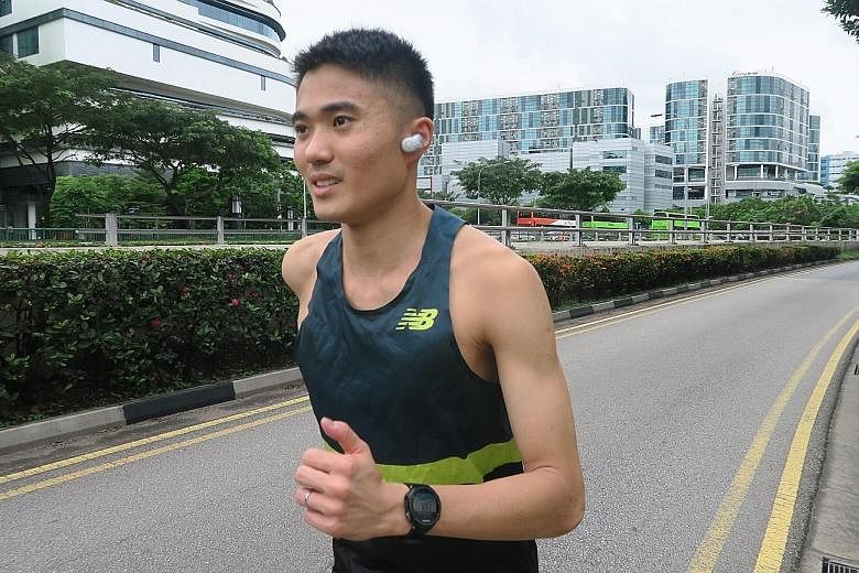For Mok Ying Ren, who run-commutes along noisy high-traffic routes, listening to music and audiobooks on his noise-cancelling headphones helps him to focus and enjoy the run.