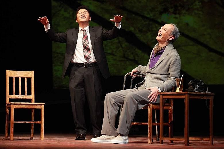 Taiwan-based Godot Theatre Company's Mandarin stage adaptation of Tuesdays With Morrie stars Pu Hsueh-liang (left) and King Shih-chieh.