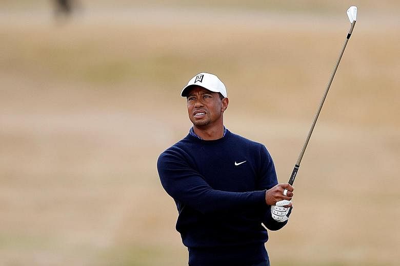 Three-time British Open winner Tiger Woods during his practice round yesterday at Carnoustie.