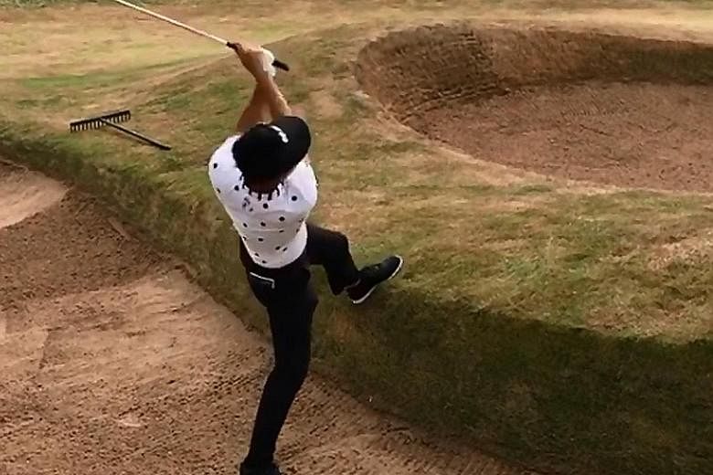 SWEET TWEET "Good vibes filming + putting with the master @tigerwoods this weekend. Good luck at the Open!" England footballer Alex Oxlade-Chamberlain spending his rehabilitation in good company. CAUGHT ON CAMERA "How about this lie Kevin Na got on 1