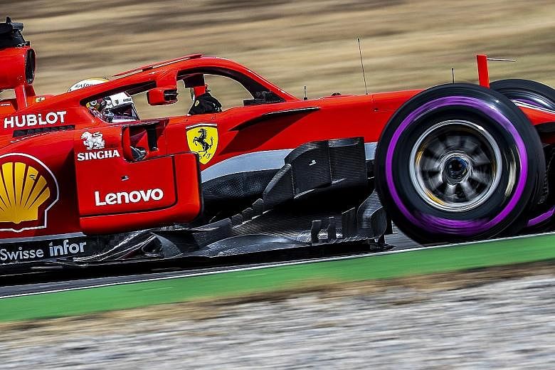 Ferrari's Sebastian Vettel set a lap record of 1min 11.212sec yesterday to take pole position in the German Grand Prix. Vettel leads Mercedes driver Lewis Hamilton by eight points in the world championship, but the Briton's hopes of a close contest i