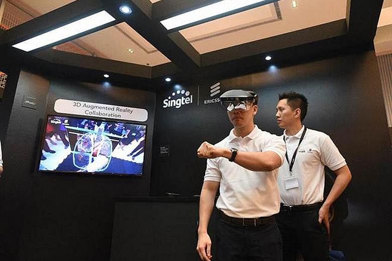 A demonstration of 3D Augmented Reality Collaboration over a 5G network. Singtel and Ericsson last year set up a joint Centre of Excellence to develop 5G technology, with an initial investment of $2 million to be deployed over three years.