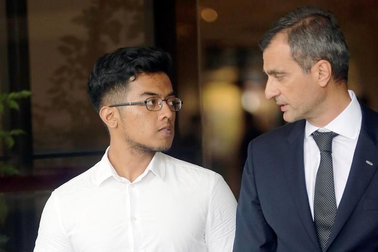 Khairul Naim Mohamad Nasir with his lawyer his lawyer Anil Balchandani. Khairul was sentenced to probation of two years and three months and must also undergo drug intervention programmes and perform 210 hours of community service. He had pleaded gui