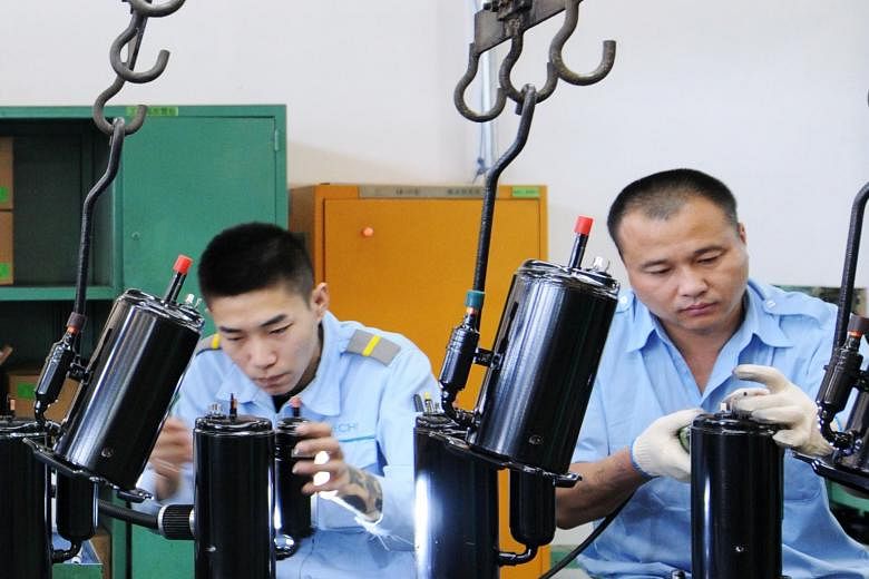 An appliance factory in China. The Chinese economy grew 6.7 per cent in the second quarter, the slowest expansion since 2016.