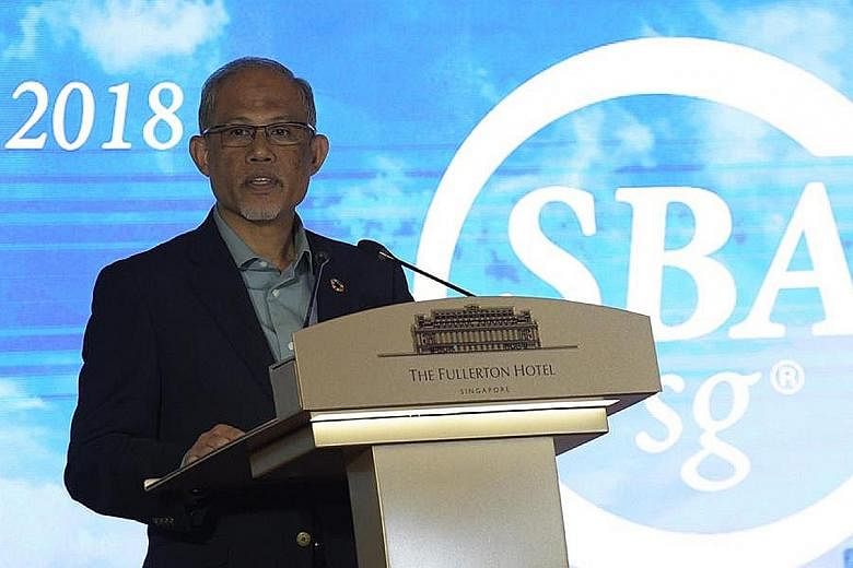 Environment and Water Resources Minister Masagos Zulkifli at the Sustainable Business Awards last night. Nearly 70 of Singapore's largest firms entered the contest and nearly half of the winners across all categories were Singaporean.