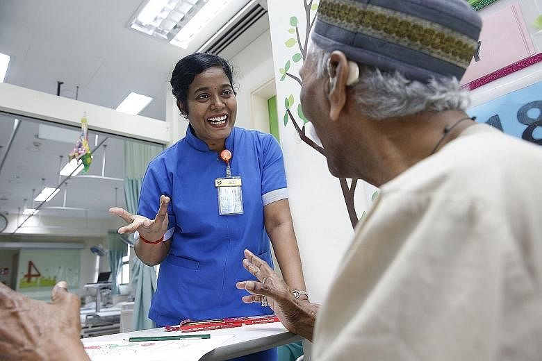 Nurse clinician Thankappan Usha has been promoted twice in four years and received training in new skills. Jamiyah Nursing Home director Satyaprakash Tiwari believes providing staff with training opportunities and rewarding them for skills and work p