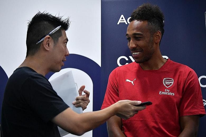 Arsenal striker Pierre-Emerick Aubameyang revealing his obsession with speed yesterday.