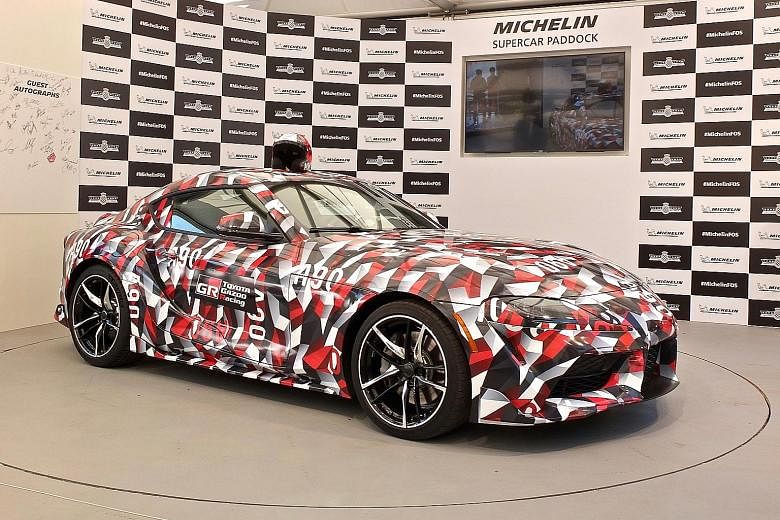 The Toyota Supra prototype displayed in Toyota Gazoo Racing livery. The sports car will be Schooling's by the end of next year.
