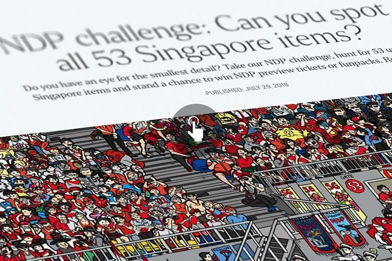 The 53 items in the online game are hidden in an illustration of a packed crowd watching the National Day Parade.