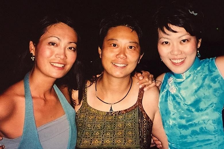 Charmaine Chan (right) wrote The Magic Circle to remember her late sister Elaine (left), who died from a rare, aggressive cancer in 2006. With them is their eldest sister Lorraine (centre).