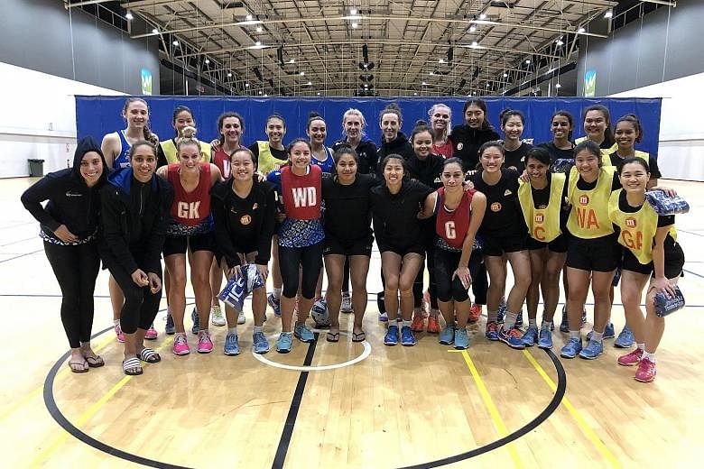 The Singapore netball squad, with players from ANZ Premiership side Northern Mystics, during their recent tour of New Zealand.