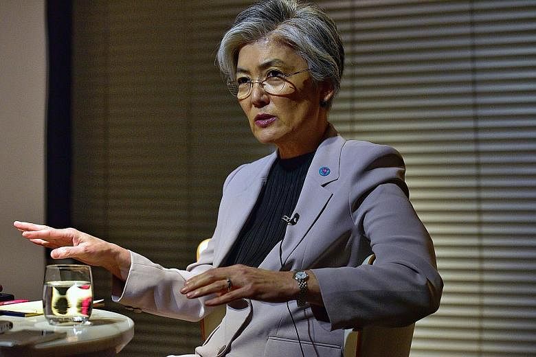 South Korean Foreign Minister Kang Kyung-wha will attend the Asean Regional Forum retreat here on Saturday. Her North Korean counterpart Ri Yong Ho will also be at the forum, the only multilateral regional forum that Pyongyang participates in.