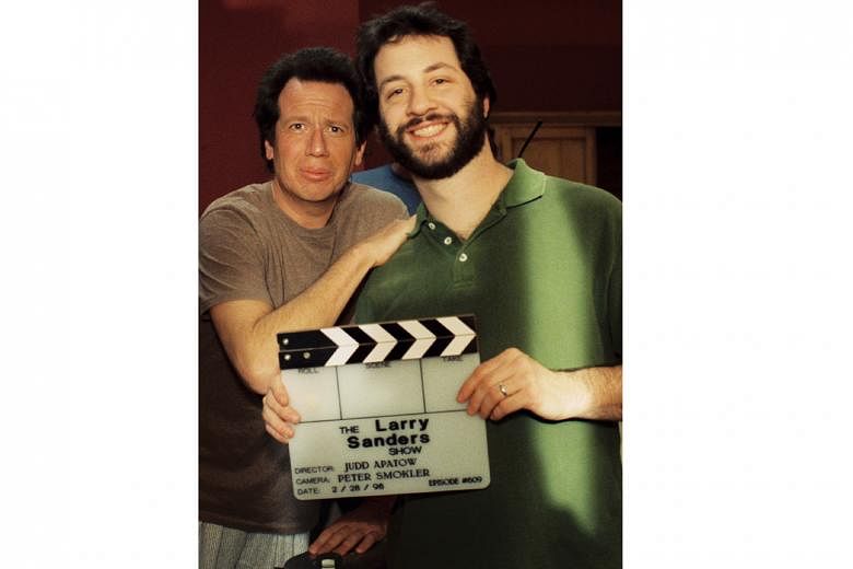 Judd Apatow (left) went on to work for Garry Shandling (far left) on The Larry Sanders Show after interviewing Shandling for his high-school radio programme as a teenager.
