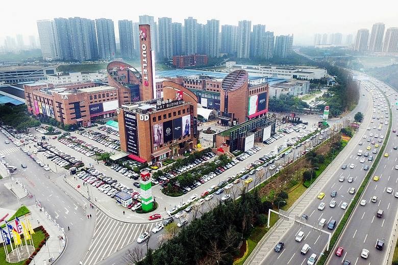 An outlet mall in Chongqing that is part of Sasseur Reit's portfolio. The manager's chief executive Anthony Ang said sales at the mall "continue to outperform forecast as a more mature mall", contributing to total sales of $193.3 million, jumping 40.