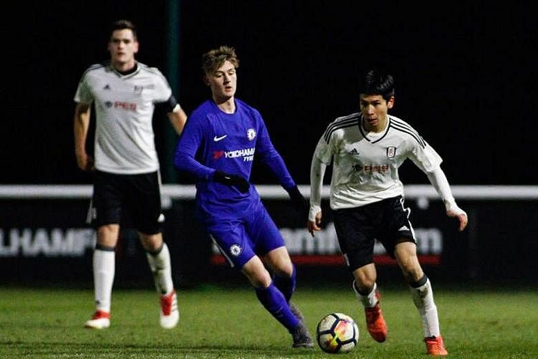 Ben Davis (far right), seen here in action during a Fulham U-18 football match against Chelsea, signed a two-year professional contract with the English Premier League club in June after his national service deferment request was rejected.