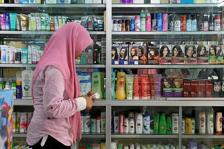 A beauty products shop in Jakarta. Consumer products are required to carry halal certification, under regulations expected as early as next month.