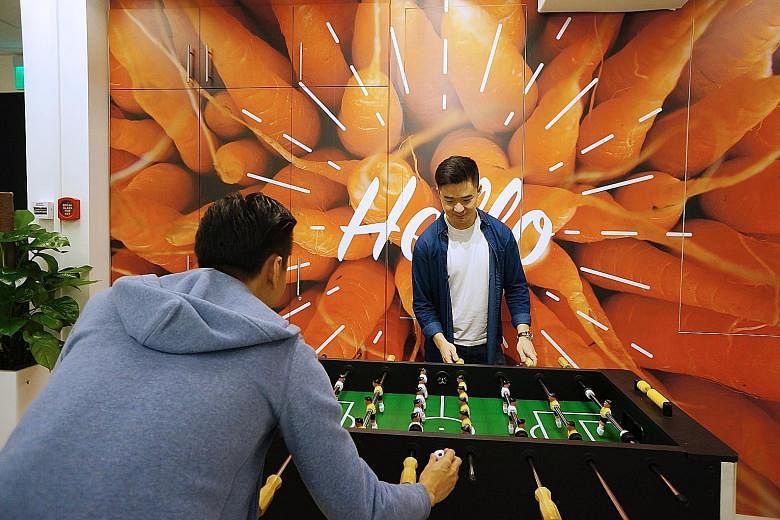 A foosball table, gym and sauna facilities are used to draw student and young entrepreneurs to The Carrot Patch.