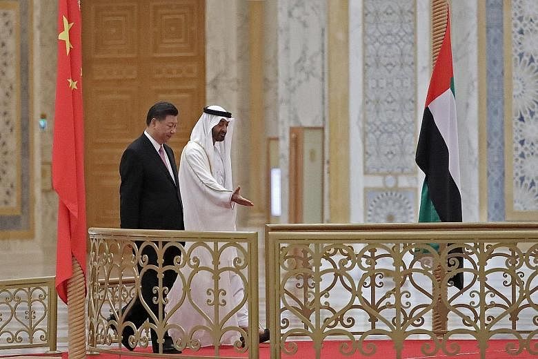 Chinese President Xi Jinping and Abu Dhabi's Crown Prince Mohamed bin Zayed Al-Nahyan at the presidential palace in the UAE capital last month. China is the UAE's biggest trading partner, with trade amounting to more than US$50 billion last year.
