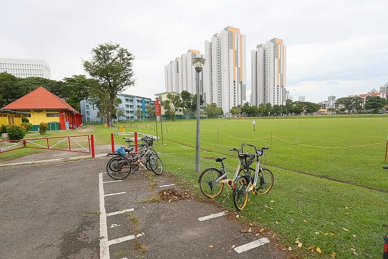 The open fields in Farrer Park, which cover about 9ha, are a popular spot for people to play sports such as football and cricket.
