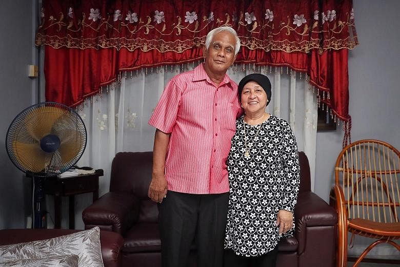 Mr Abdul Rahman Kemat and his wife, Madam Samah Saat, 66, in their four-room flat in Jurong West. Mr Abdul sold 46 years of the lease - which had 81 years left at the time - to HDB for $144,000 two years ago.