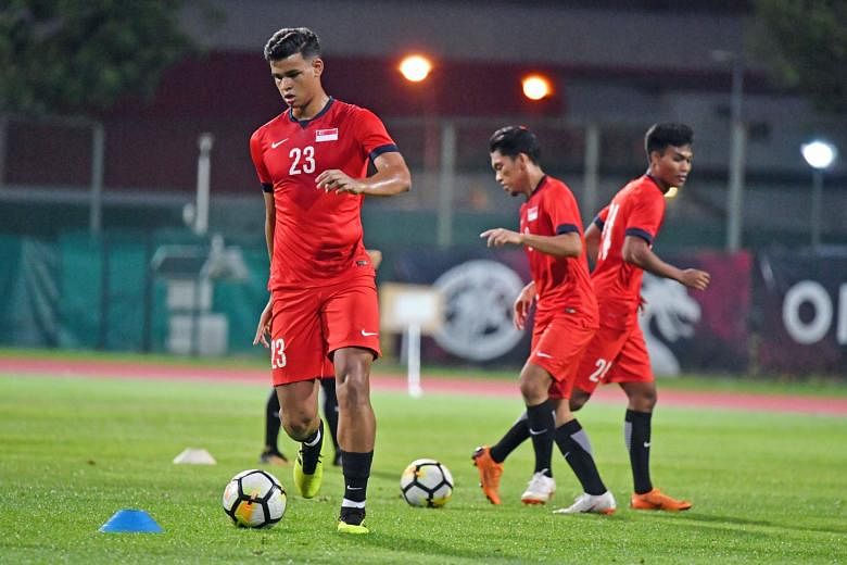 Irfan Fandi training with the Singapore U-23s in June. He is likely to stay with the Young Lions before the year-end AFF Suzuki Cup.