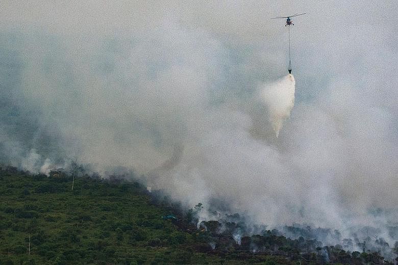 An Indonesian helicopter dumping water over a forest fire in Sumatra last month. A severe El Nino in 2015 exacerbated the forest fires in Indonesia, with hotter and drier weather intensifying the blazes and resulting in an intense haze that shrouded 