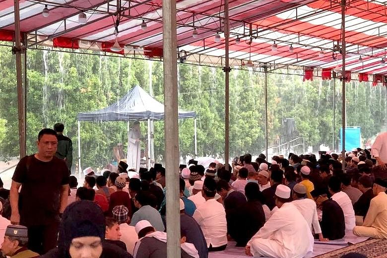 Around 1,000 Muslim congregants in Bukit Batok were able to enjoy a sheltered space to carry out their prayers on Hari Raya Haji.