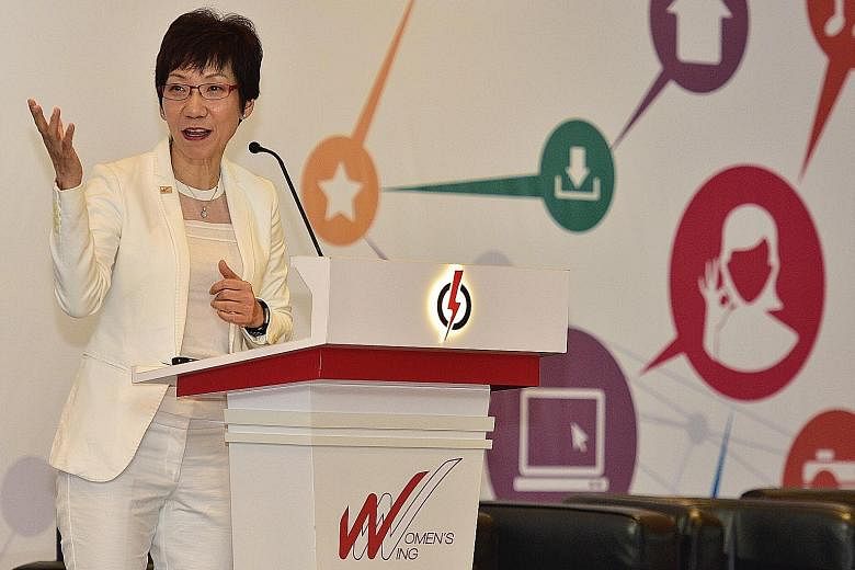 Minister for Culture, Community and Youth Grace Fu speaking at the annual conference for the PAP Women's Wing yesterday.