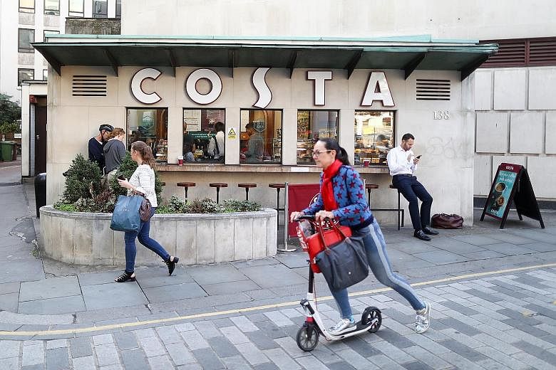 A Costa Coffee outlet in London. Coca-Cola is buying the British chain for £3.9 billion (S$6.94 billion). Costa operates more than 3,800 stores in 32 countries.