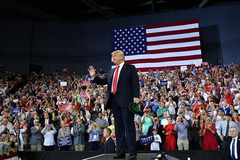 US President Donald Trump at a campaign rally in Indiana on Thursday. Broadening the tariff battle would mark the most significant move yet in a months-long trade stand-off and dent China's growth prospects.