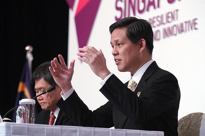 Trade and Industry Minister Chan Chun Sing at the Asean Economic Ministers-United States Trade Representative Consultations yesterday with (from left) Brunei's Acting Permanent Secretary for Foreign Affairs and Trade, Ms Nor Ashikin Johari; Cambodian