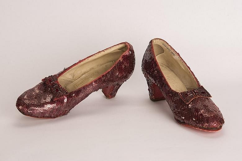 The red sequinned shoes were worn by actress Judy Garland in the movie The Wizard Of Oz (1939).