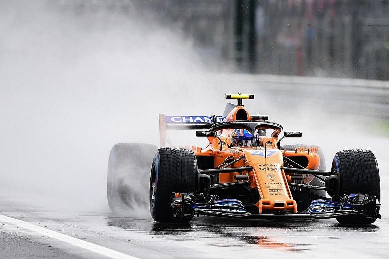 McLaren's British test driver Lando Norris steering in the rain during the first practice session in Monza last week.