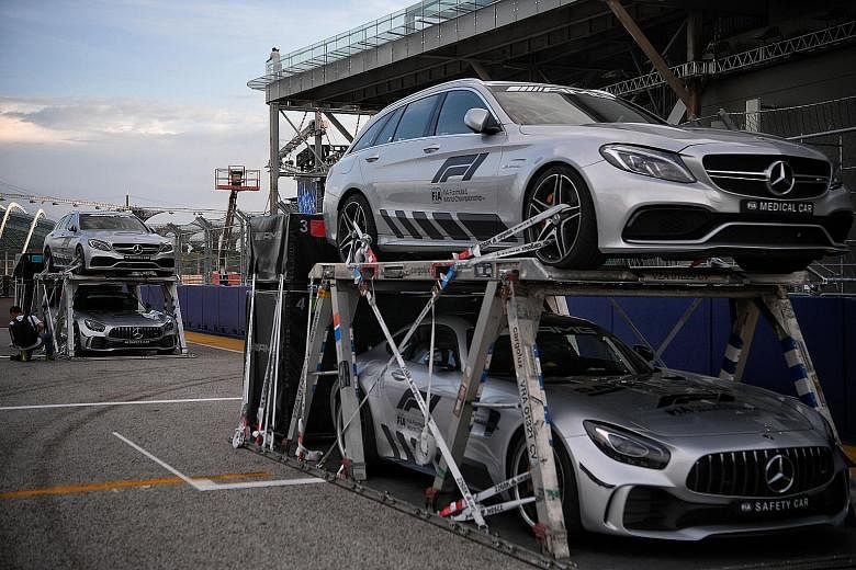 It's that time of the year again and among the earliest cargo to arrive for this weekend's Singapore Airlines Singapore Grand Prix are the Mercedes-Benz safety car (bottom) and medical car, which arrived at the F1 Pit Building on Sunday. This year's 