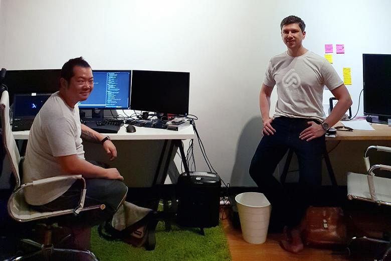 Anapi co-founders Kenny Shen (left) and George Kesselman, both 36. The Singapore-based start-up works with insurers to redesign their products for digital platforms, and plans to branch into other areas such as health and cyber insurance. It helped w