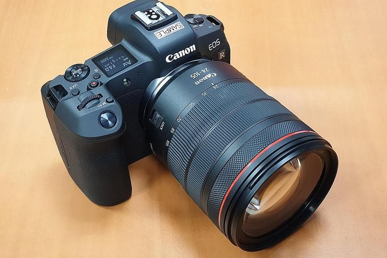 The Canon EOS R's hefty grip makes it comfortable to hold the camera.