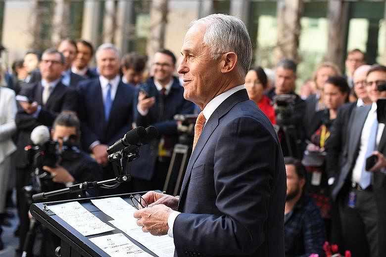 Outgoing prime minister Malcolm Turnbull at his farewell press conference at Parliament House in Canberra last month. His leadership of the Liberal Party had been savagely attacked by a group of right-wing commentators, .