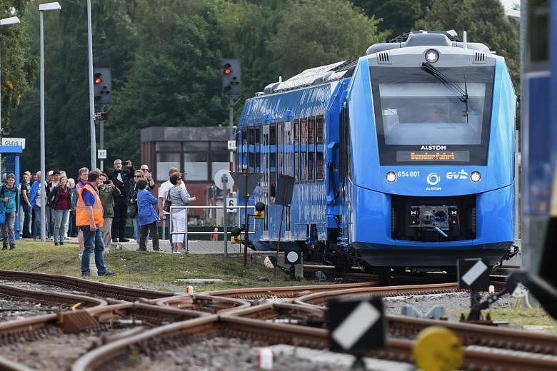 The world's first hydrogen-powered train began running a 100km route on Monday between the towns and cities of Cuxhaven, Bremerhaven, Bremervoerde and Buxtehude in northern Germany - a stretch normally plied by diesel trains.