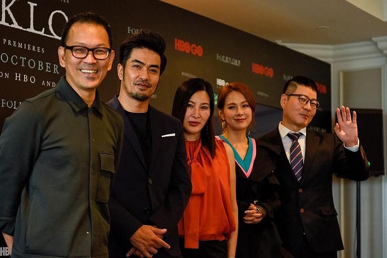(From far left) Thai director Pen-Ek Ratanaruang; Japanese actor Kazuki Kitamura; HBO Asia's senior vice-president in charge of original production, Ms Jessica Kam-Engle; and South Korean actress Lee Chae-yeon and director Lee Sang-woo.