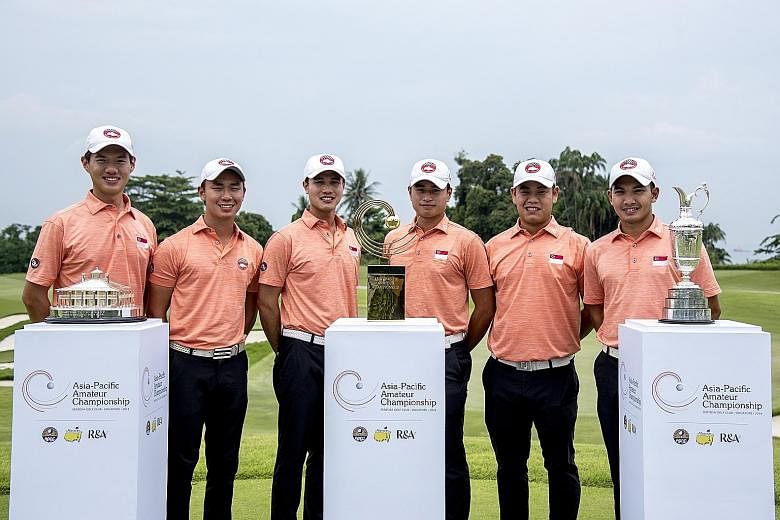 Gregory Foo (third from left), ranked world No. 111 among amateurs, is the highest-placed player from Singapore in the field at next month's 10th Asia-Pacific Amateur Championship (AAC). He is part of the Republic's six-man team set to compete at the