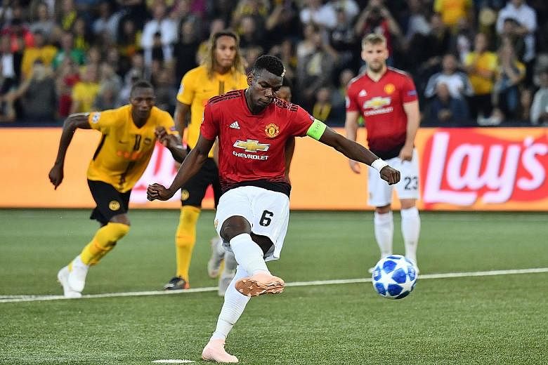 Manchester United's stand-in skipper Paul Pogba scoring from the spot against Young Boys to make amends for missing a penalty against Burnley in the league last month. United won 3-0 in Switzerland, with Pogba scoring two and creating the other.