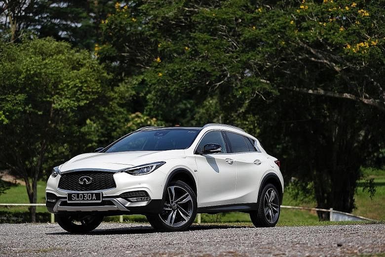 The Infiniti QX30 comes with 19-inch alloys, panoramic sunroof, self-parking system, lane-departure warning and traffic sign recognition, and a 10-speaker Bose sound system.