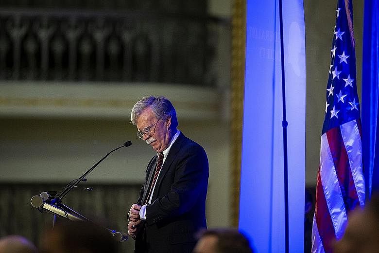 US National Security Adviser John Bolton speaking in Washington earlier this month. He rewrote a draft of the cyber strategy after joining the Trump administration in April.