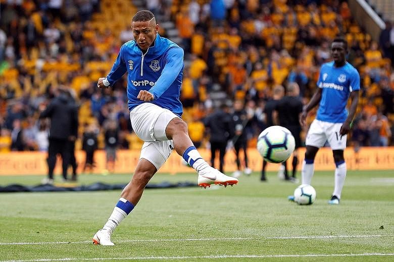 Richarlison before the EPL season opener at Wolves. Despite being sent off against Bournemouth and suspended for three matches, the Brazilian is Everton's joint top scorer in the league with three goals.
