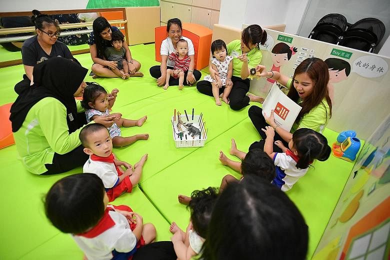A story-telling session at the Infant Bay of PCF Sparkletots @ Bishan North Block 409 yesterday.