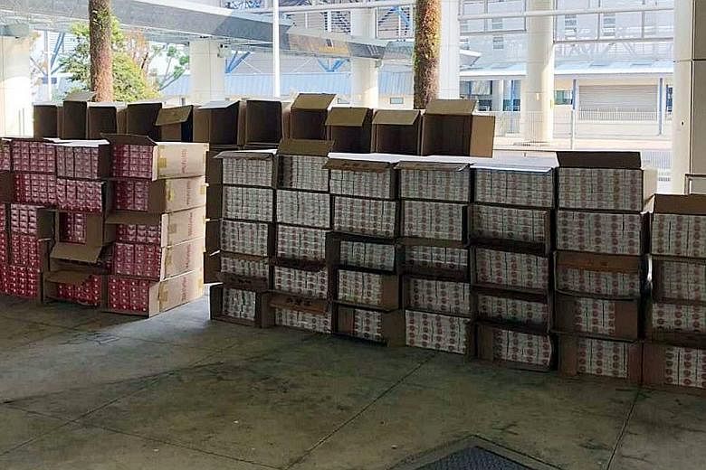 A total of 3,500 cartons of duty-unpaid cigarettes were found among a consignment of frozen food in a Malaysia-registered refrigerated lorry at the Tuas checkpoint at 5.30am on Wednesday. An Immigration and Checkpoints Authority (ICA) officer had spo