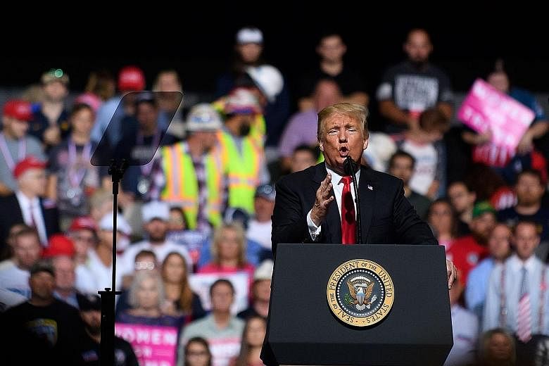At the rally, Mr Donald Trump framed the resistance to Judge Brett Kavanaugh's nomination to the Supreme Court in partisan terms.